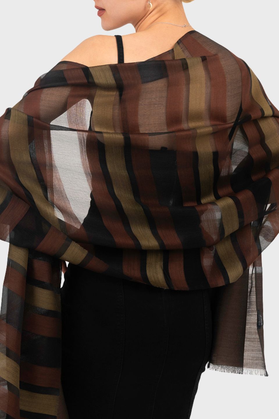 Mae Stripes Wool Silk Scarf