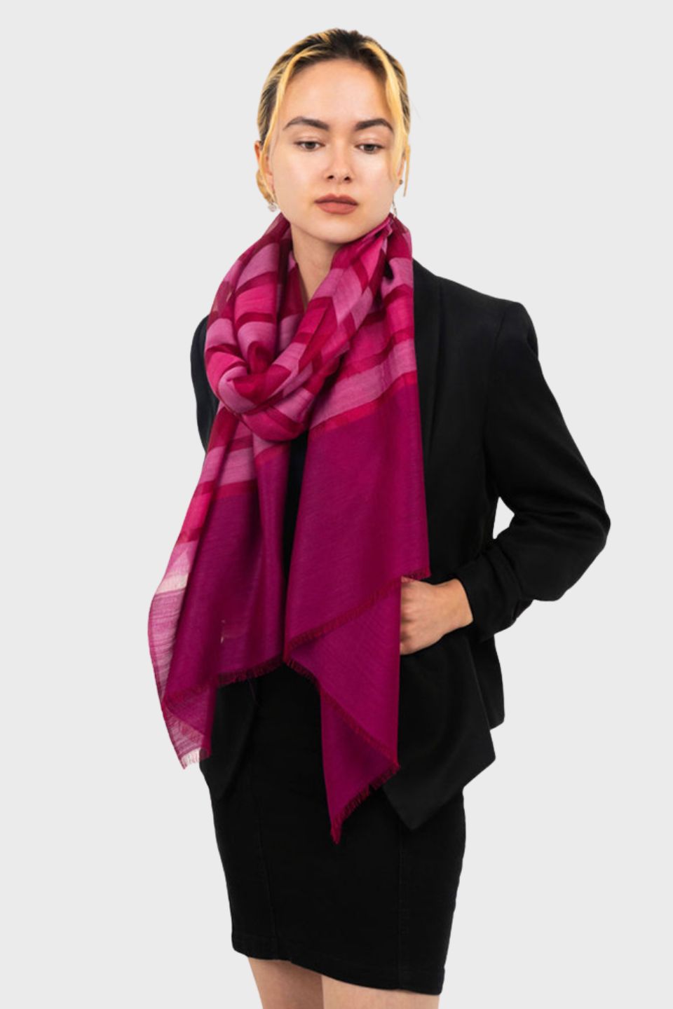 Mae Stripes Wool Silk Scarf