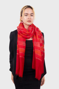 Mae Stripes Wool Silk Scarf