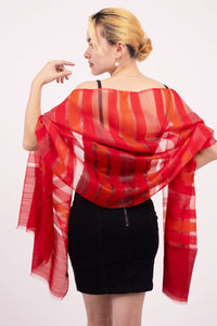 Mae Stripes Wool Silk Scarf