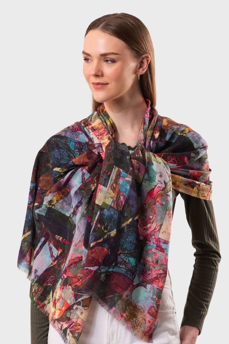 Flutter Hummingbird Print Wool Scarf