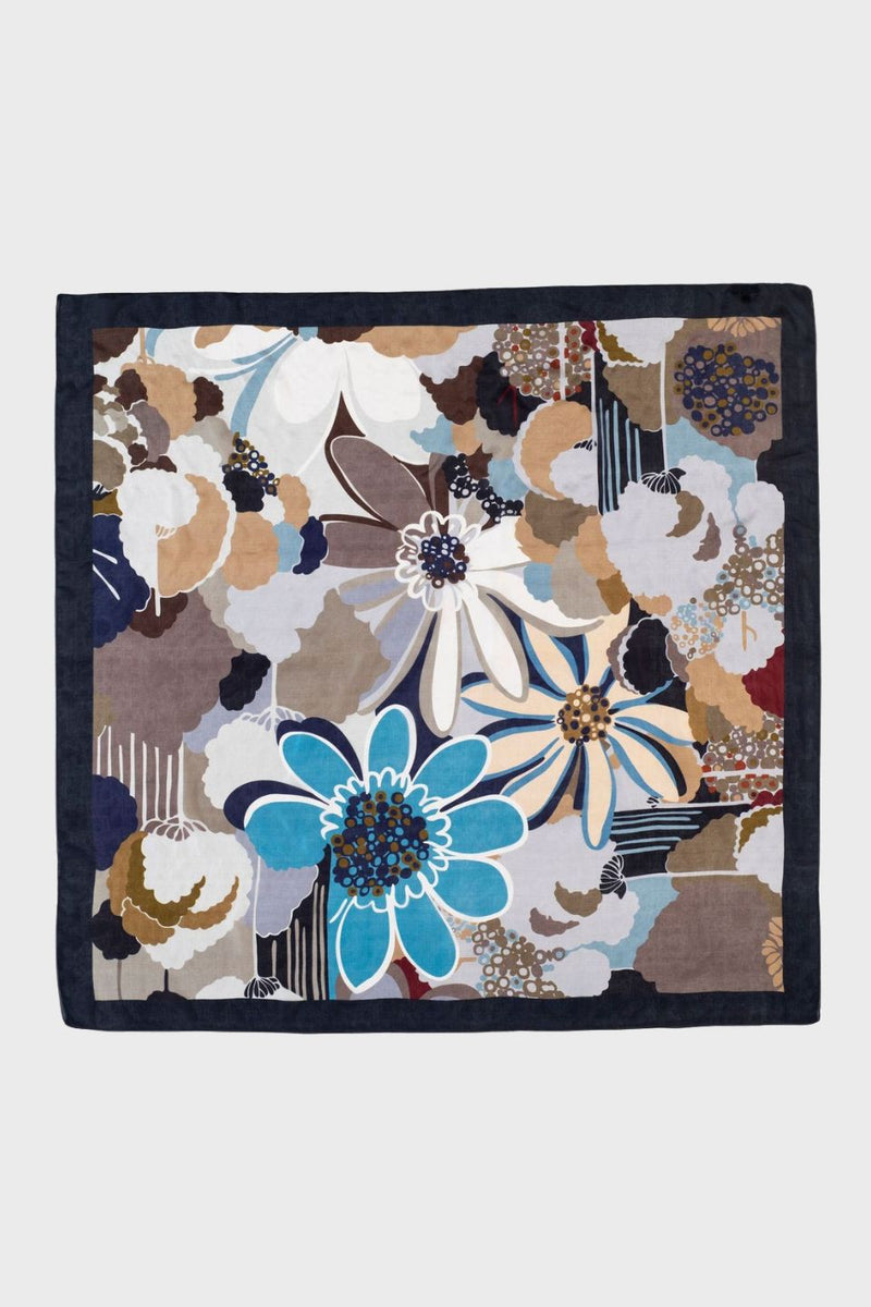 Daisy Flower Print Silk Square Scarf