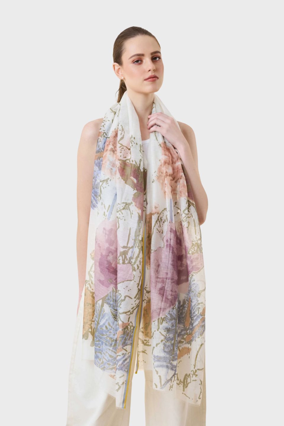Spring Foliage Hand Printed Wrap