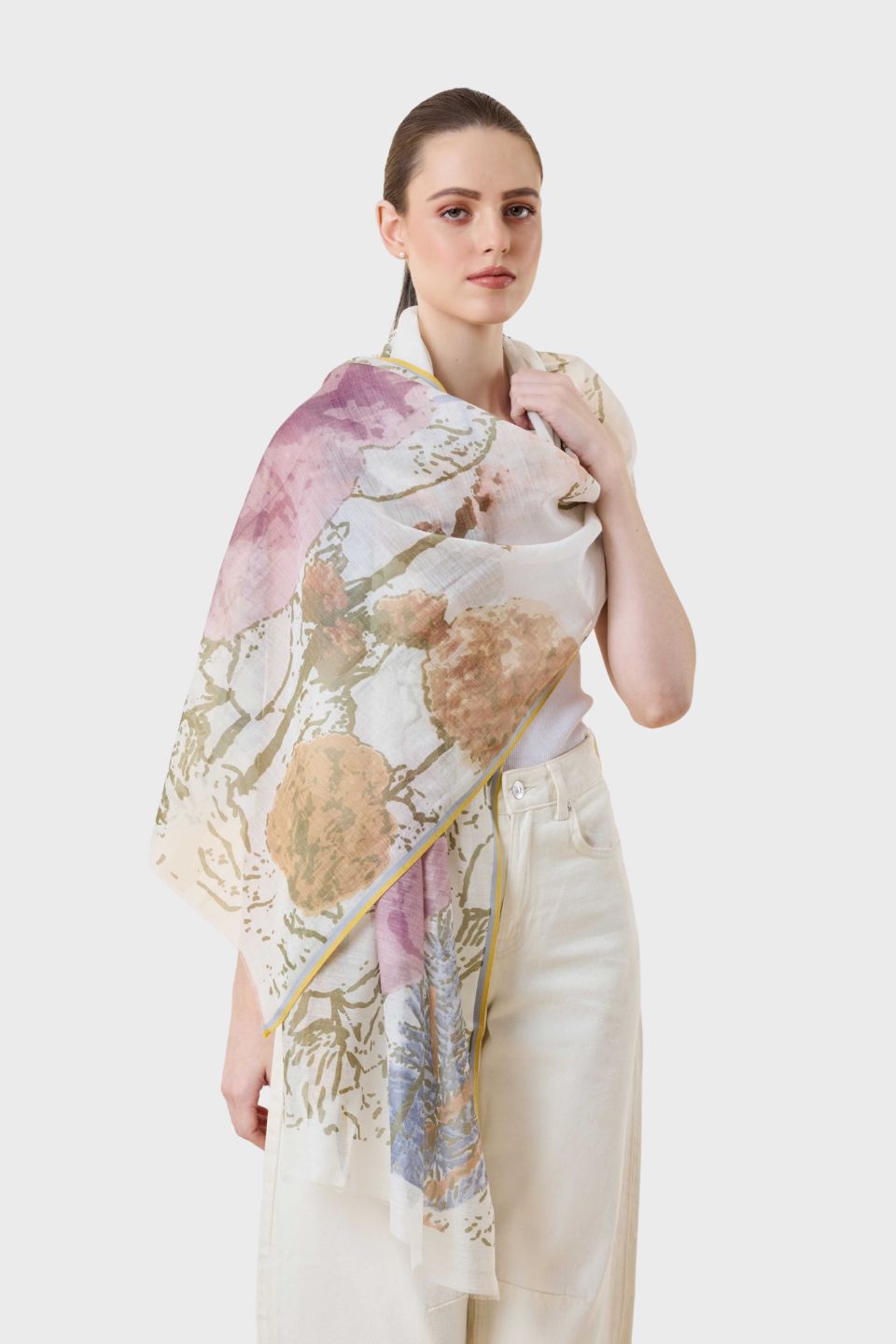 Spring Foliage Hand Printed Wrap