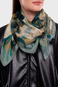 Nyra Floral Print Silk Square