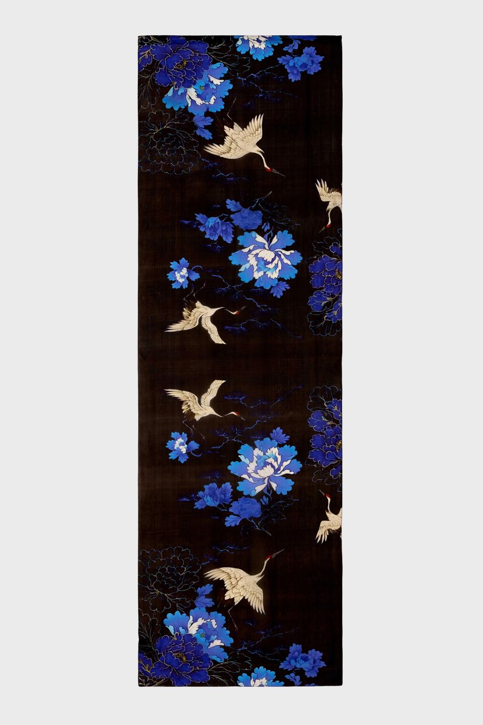 Inky Floral & Crane Silk Scarf