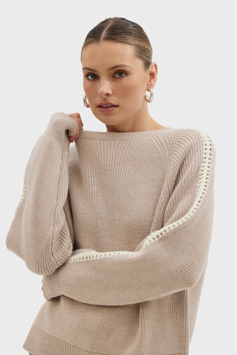 Crochet Inset Sleeve Sweater