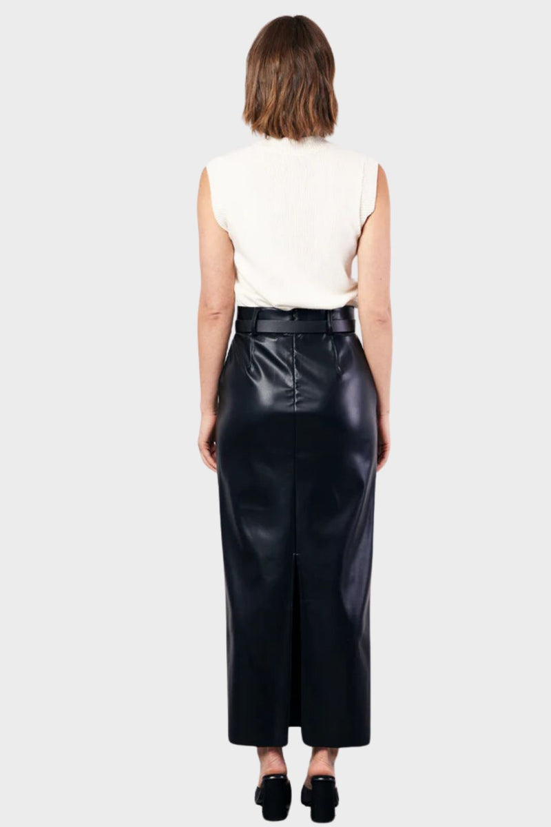 Tailored Vegan Leather Skirt