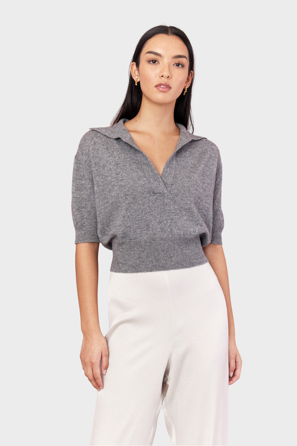 ROMY Short Sleeve Collared Sweater Styler
