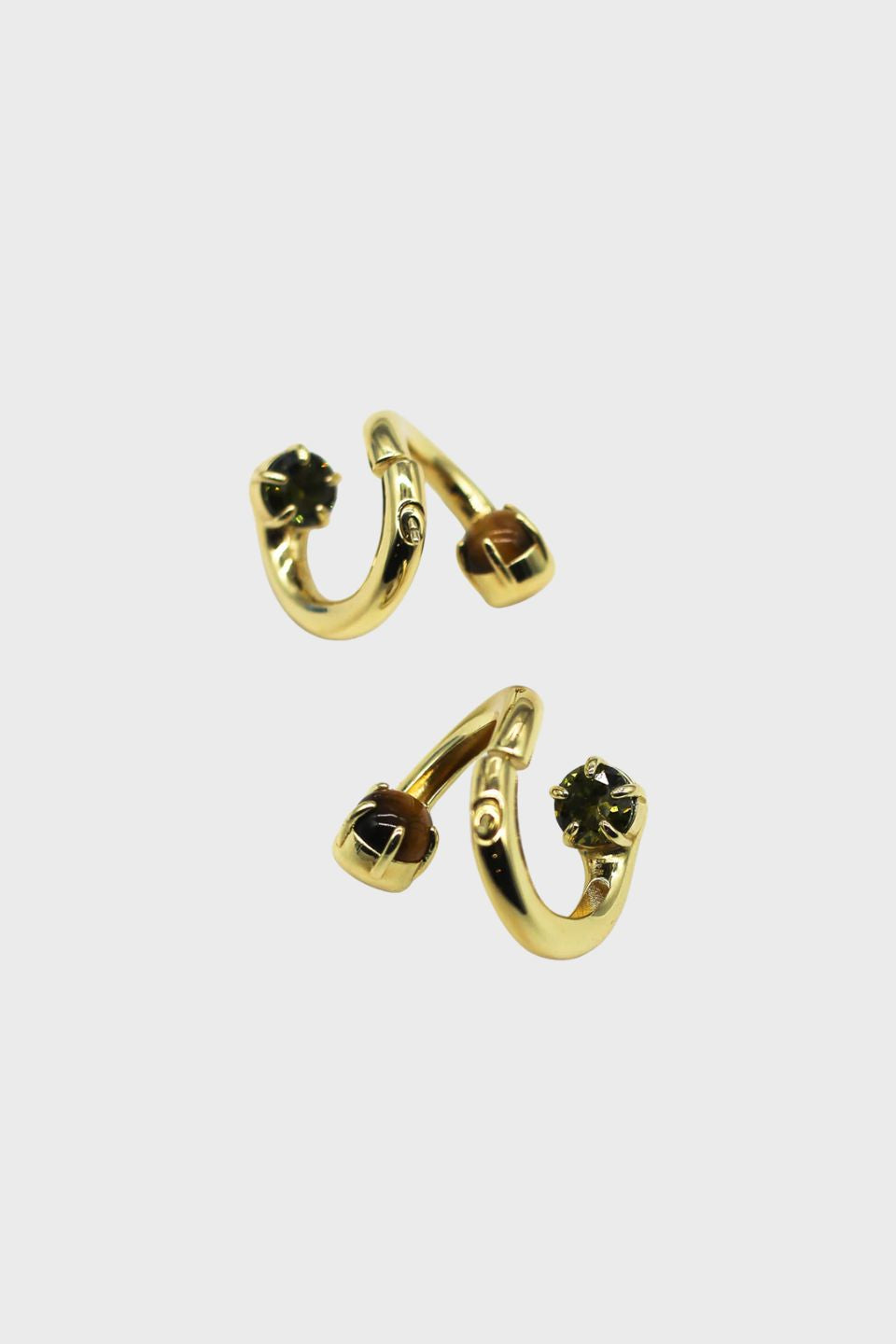 Opposing Double Gemstone Earrings