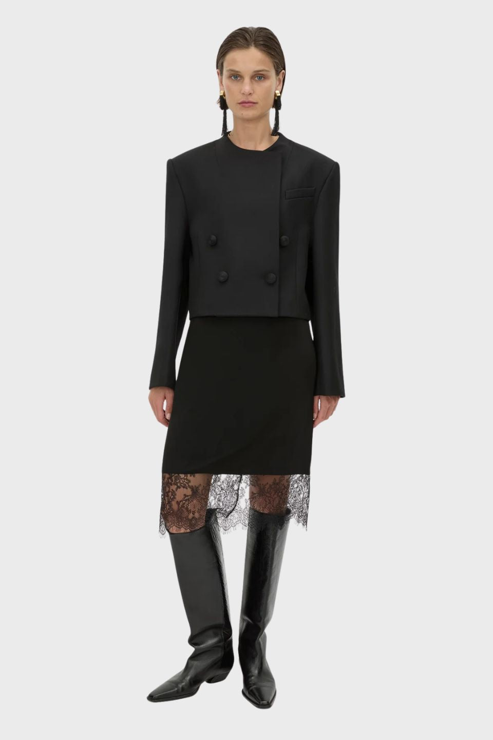 Cora Lace Trim Pencil Skirt