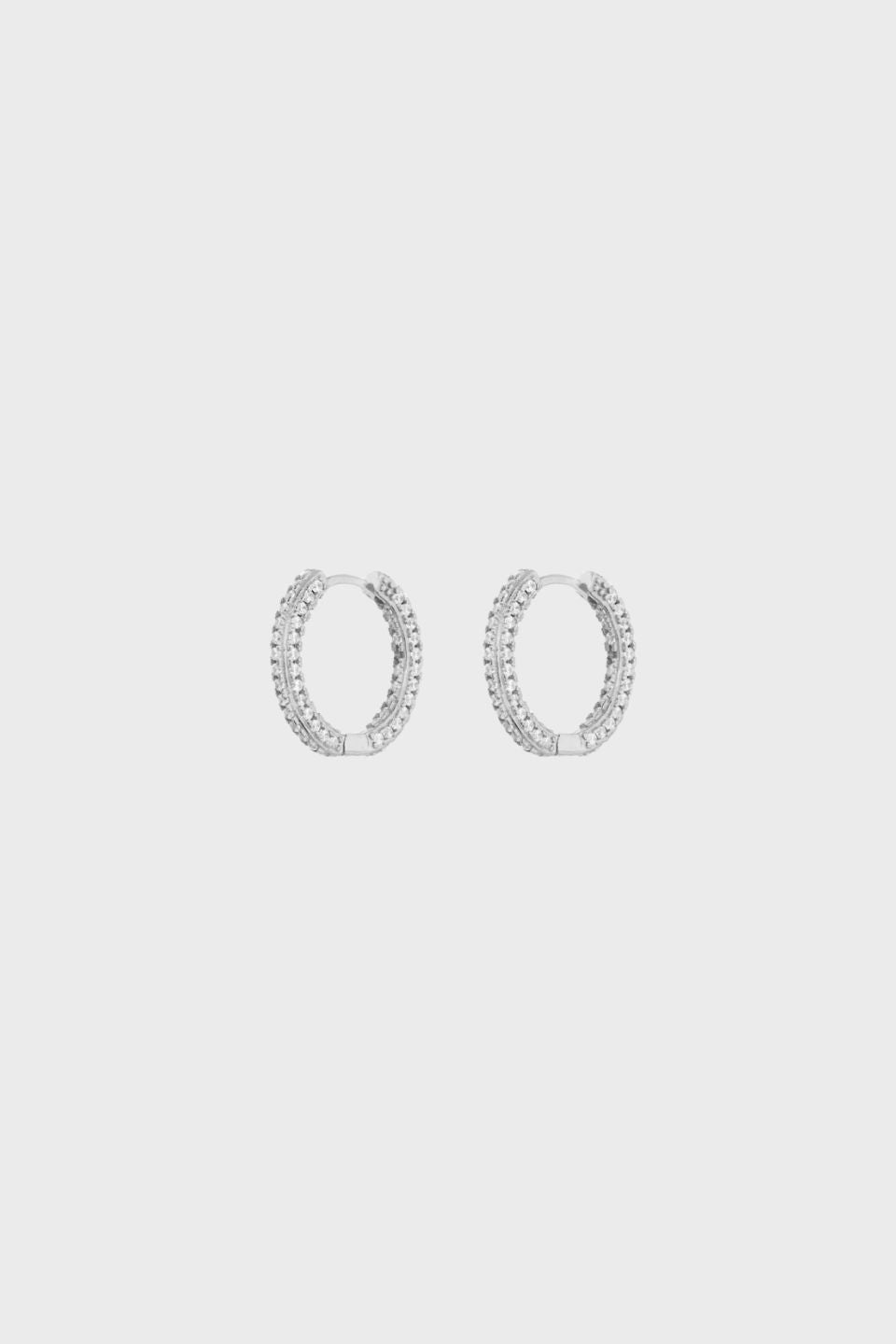 Priscilla Pave Hoops - Silver