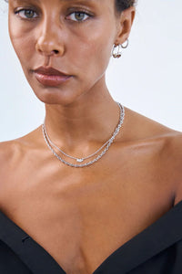 Priscilla Pave Hoops - Silver
