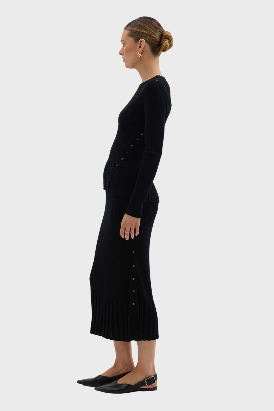 Rib Asymmetric Button Top