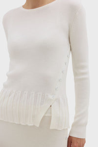 Rib Asymmetric Button Top