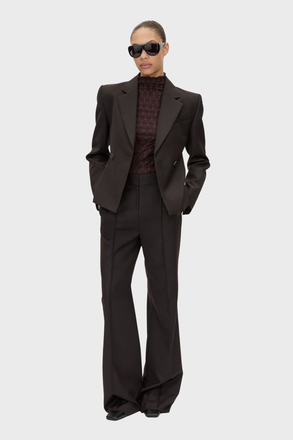 Saxony High Waisted Pintuck Pant
